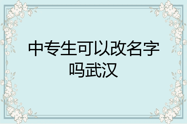 中专生可以改名字吗武汉
