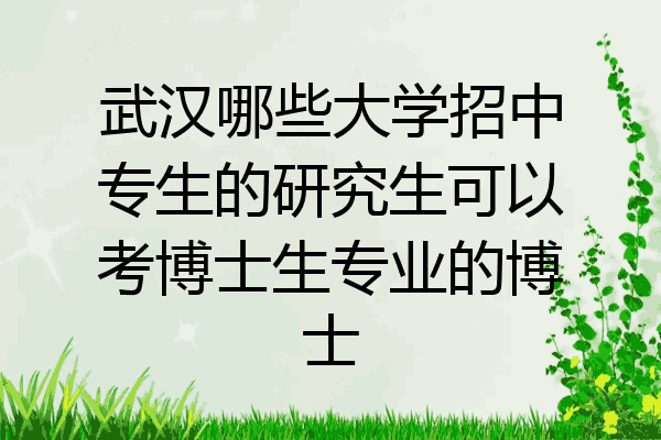 武汉哪些大学招中专生的研究生可以考博士生专业的博士