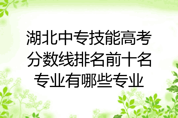 湖北中专技能高考分数线排名前十名专业有哪些专业