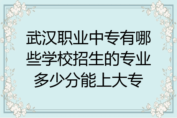 武汉职业中专有哪些学校招生的专业多少分能上大专