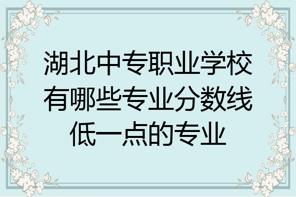 湖北中专职业学校有哪些专业分数线低一点的专业