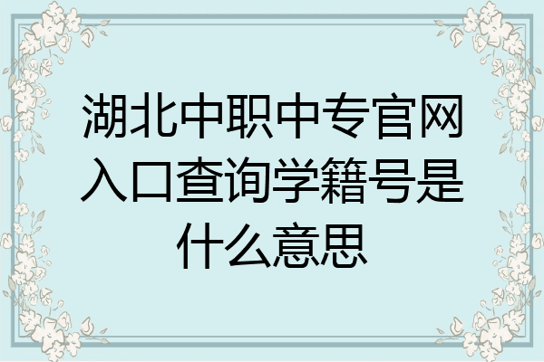 湖北中职中专官网入口查询学籍号是什么意思