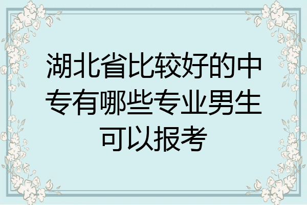 湖北省比较好的中专有哪些专业男生可以报考