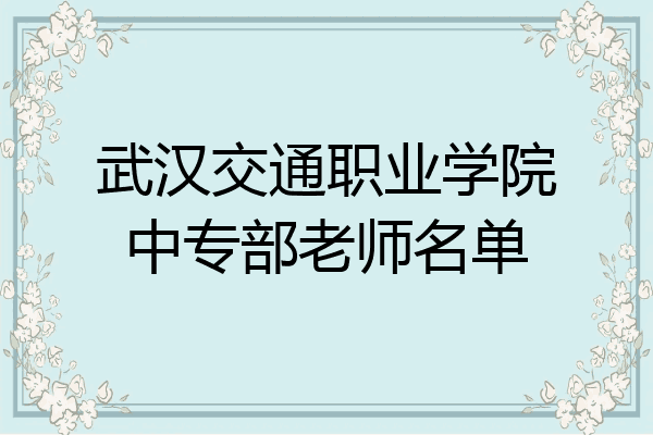武汉交通职业学院中专部老师名单