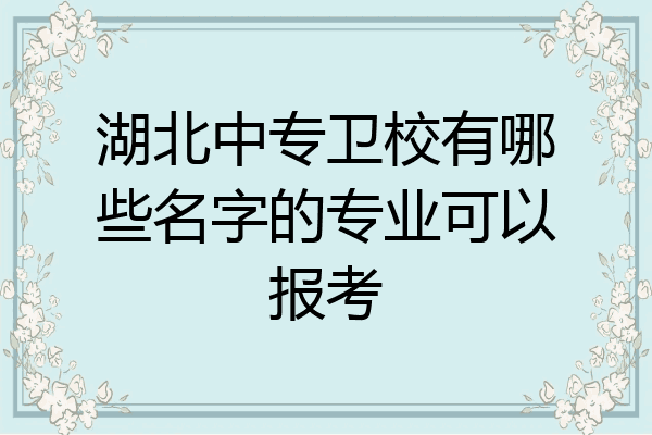 湖北中专卫校有哪些名字的专业可以报考