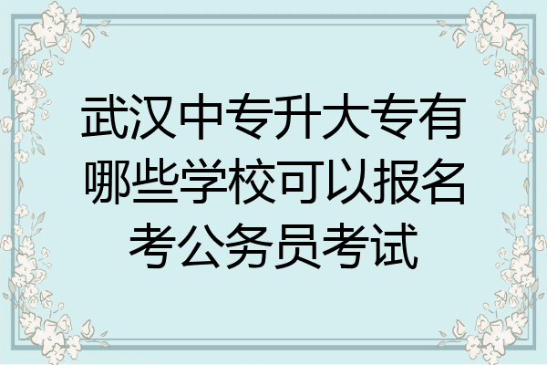 武汉中专升大专有哪些学校可以报名考公务员考试
