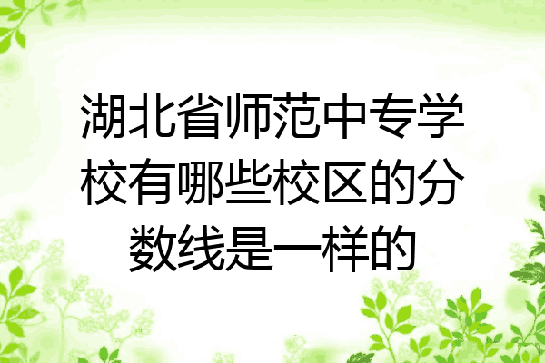 湖北省师范中专学校有哪些校区的分数线是一样的