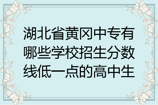湖北省黄冈中专有哪些学校招生分数线低一点的高中生