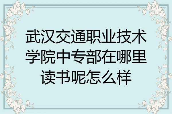 武汉交通职业技术学院中专部在哪里读书呢怎么样