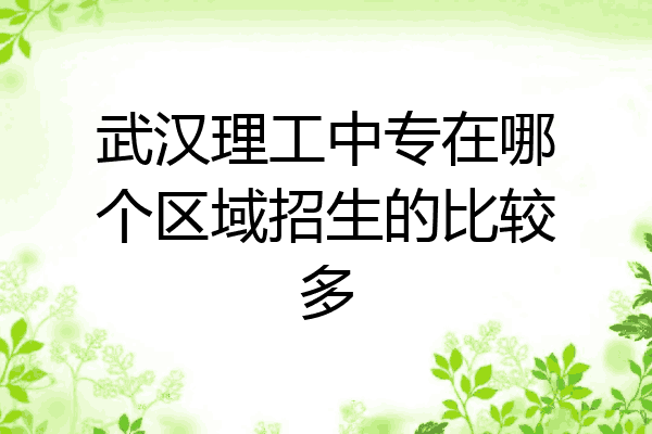 武汉理工中专在哪个区域招生的比较多