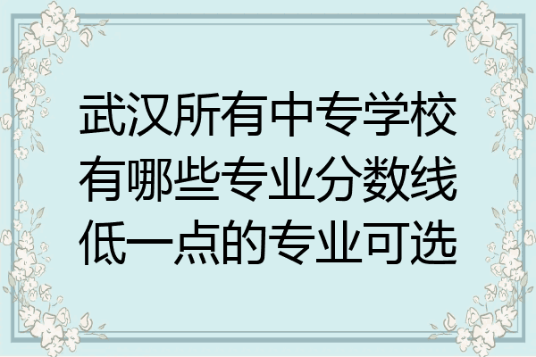 武汉所有中专学校有哪些专业分数线低一点的专业可选