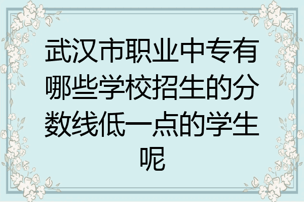 武汉市职业中专有哪些学校招生的分数线低一点的学生呢