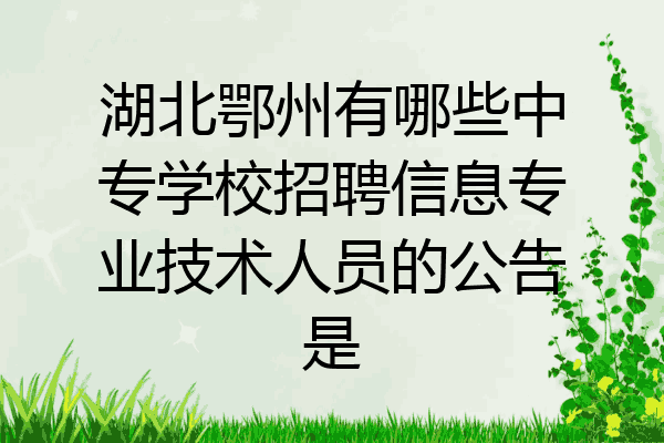 湖北鄂州有哪些中专学校招聘信息专业技术人员的公告是