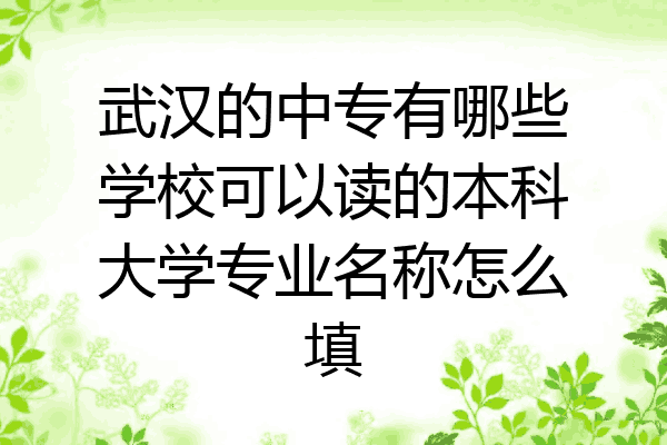 武汉的中专有哪些学校可以读的本科大学专业名称怎么填