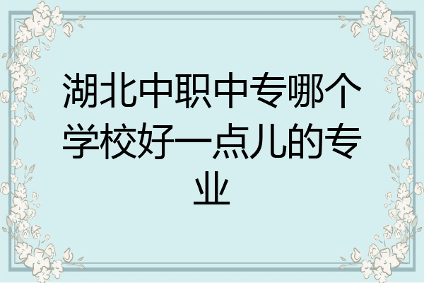 湖北中职中专哪个学校好一点儿的专业