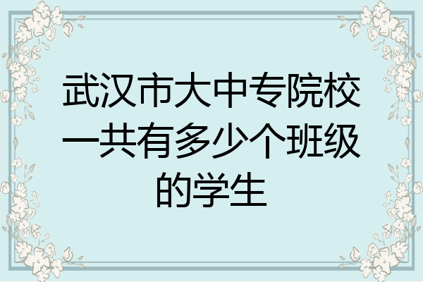 武汉市大中专院校一共有多少个班级的学生