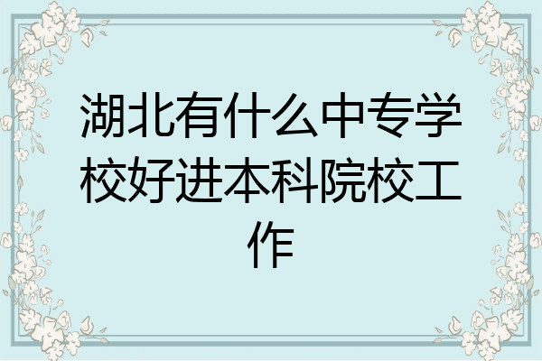 湖北有什么中专学校好进本科院校工作