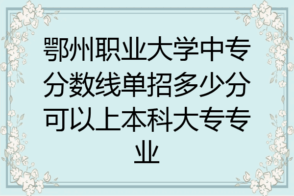 鄂州职业大学中专分数线单招多少分可以上本科大专专业
