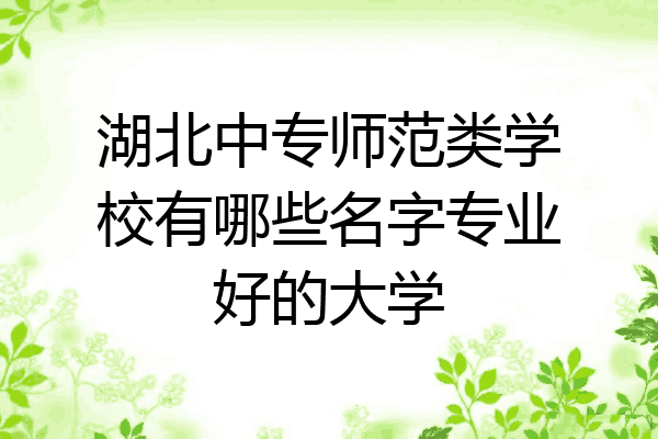 湖北中专师范类学校有哪些名字专业好的大学