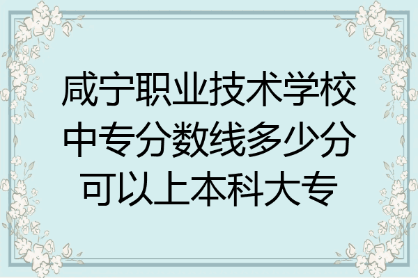 咸宁职业技术学校中专分数线多少分可以上本科大专
