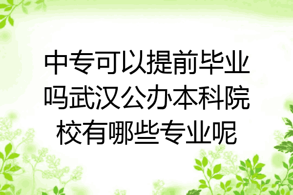 中专可以提前毕业吗武汉公办本科院校有哪些专业呢