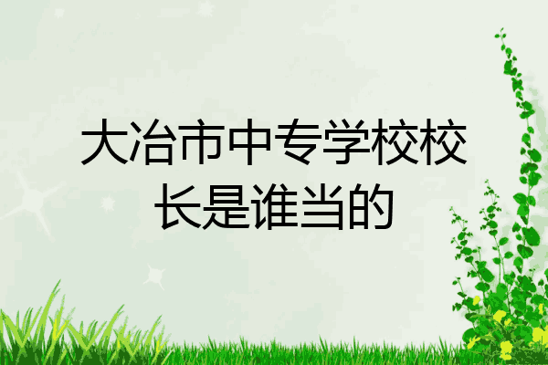 大冶市中专学校校长是谁当的