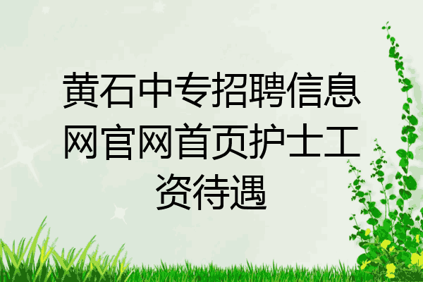 黄石中专招聘信息网官网首页护士工资待遇