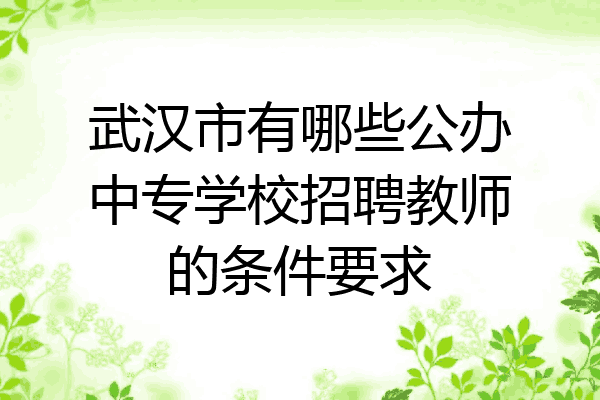 武汉市有哪些公办中专学校招聘教师的条件要求