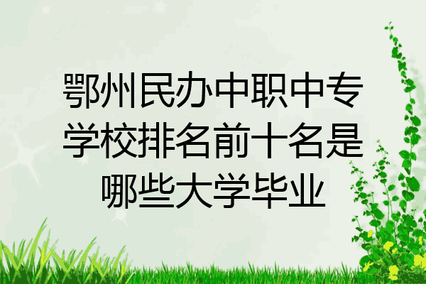 鄂州民办中职中专学校排名前十名是哪些大学毕业