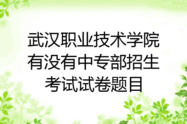武汉职业技术学院有没有中专部招生考试试卷题目