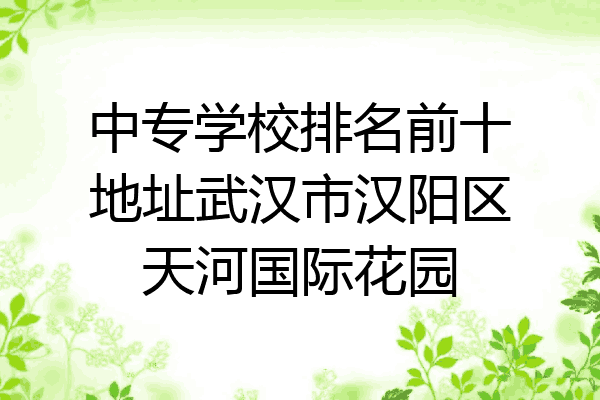 中专学校排名前十地址武汉市汉阳区天河国际花园