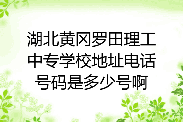 湖北黄冈罗田理工中专学校地址电话号码是多少号啊