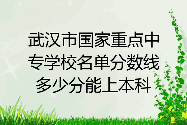 武汉市国家重点中专学校名单分数线多少分能上本科