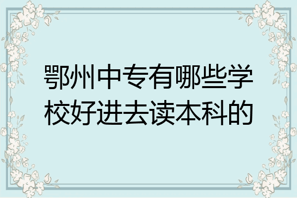 鄂州中专有哪些学校好进去读本科的