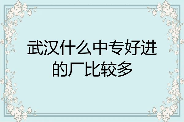 武汉什么中专好进的厂比较多