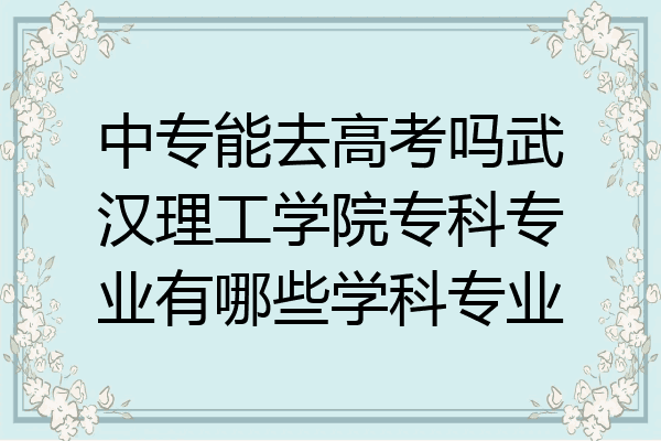 中专能去高考吗武汉理工学院专科专业有哪些学科专业