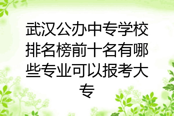 武汉公办中专学校排名榜前十名有哪些专业可以报考大专