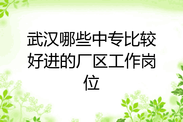 武汉哪些中专比较好进的厂区工作岗位