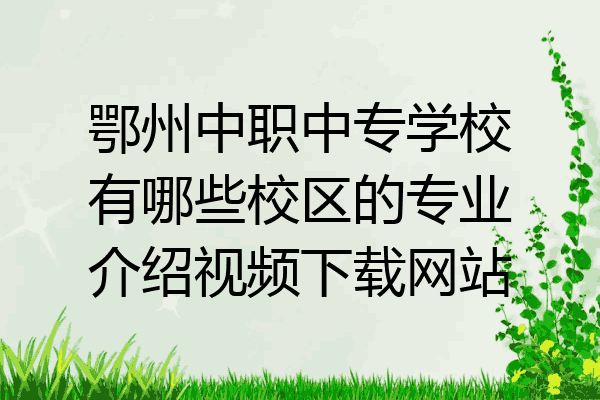 鄂州中职中专学校有哪些校区的专业介绍视频下载网站