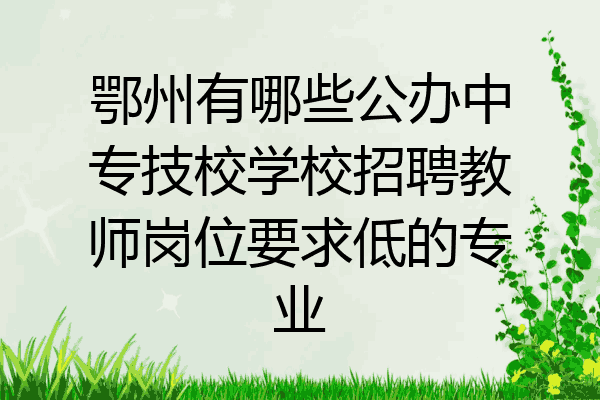 鄂州有哪些公办中专技校学校招聘教师岗位要求低的专业