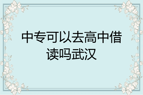 中专可以去高中借读吗武汉