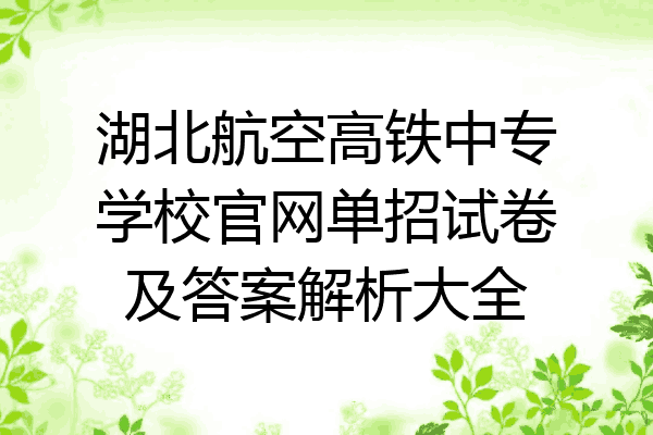 湖北航空高铁中专学校官网单招试卷及答案解析大全