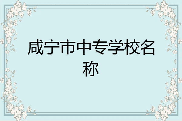 咸宁市中专学校名称
