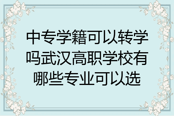 中专学籍可以转学吗武汉高职学校有哪些专业可以选
