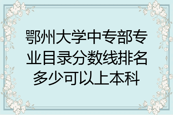 鄂州大学中专部专业目录分数线排名多少可以上本科