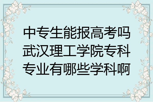 中专生能报高考吗武汉理工学院专科专业有哪些学科啊