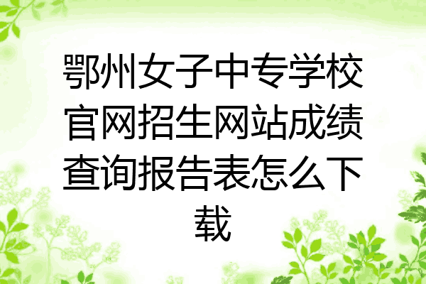 鄂州女子中专学校官网招生网站成绩查询报告表怎么下载