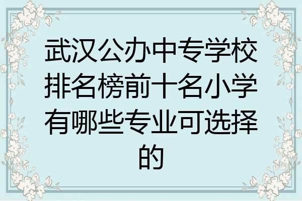 武汉公办中专学校排名榜前十名小学有哪些专业可选择的