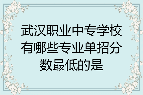 武汉职业中专学校有哪些专业单招分数最低的是