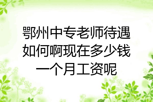 鄂州中专老师待遇如何啊现在多少钱一个月工资呢